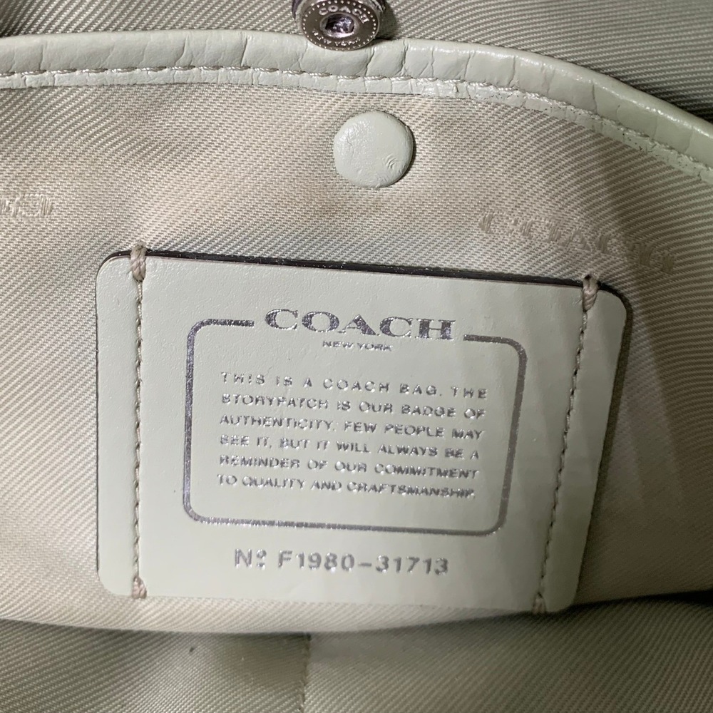 Coach Light Blue Leather Satchel Bag Silver Hardware Top Handle Zip Closure#869 - Picture 4 of 13